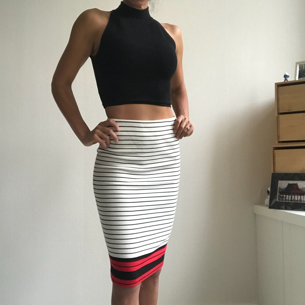 Bev & Bridge Stripe Pencil Midi Skirt